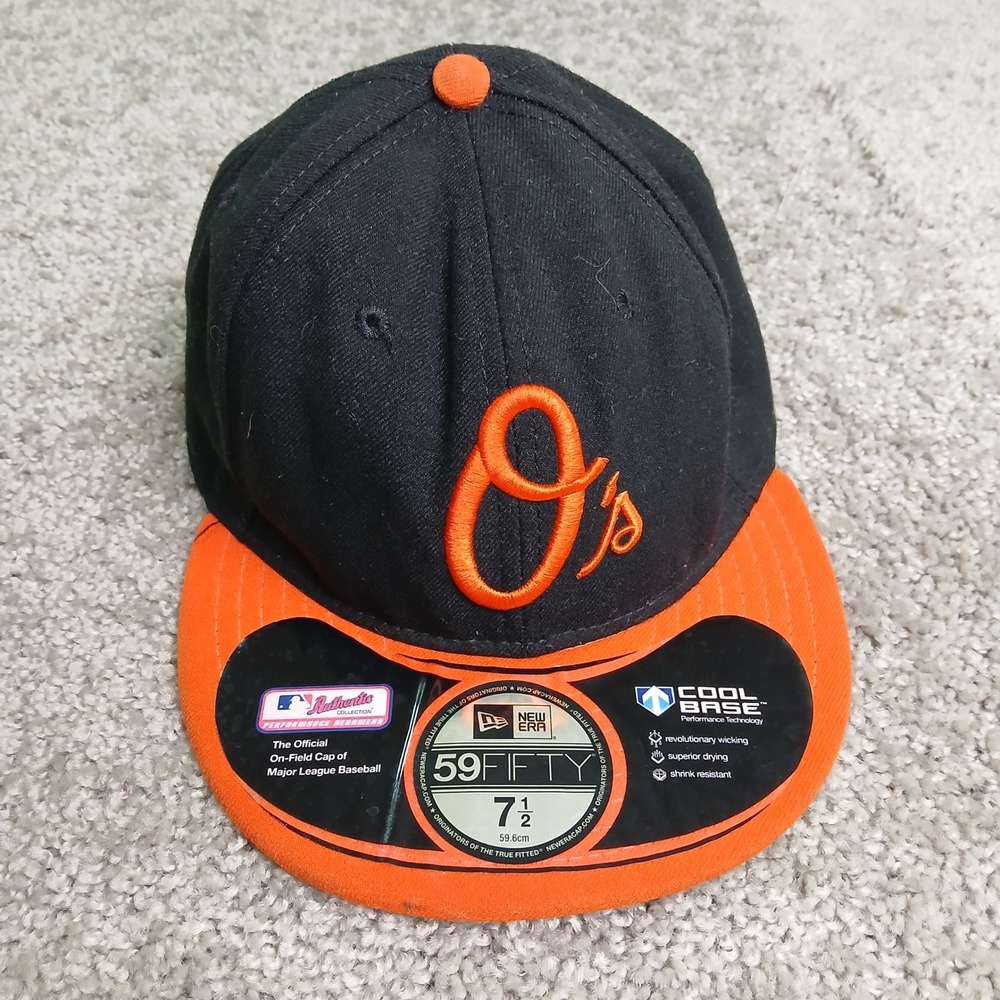 New Era 59FIFTY Baltimore Orioles Fitted Hat Black Orange MLB Size 7 1/2